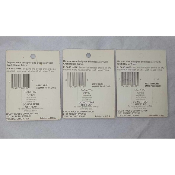 Vintage Craft House Design Trims Sequins Beads New - Lot of 3 - Picture 2 of 2